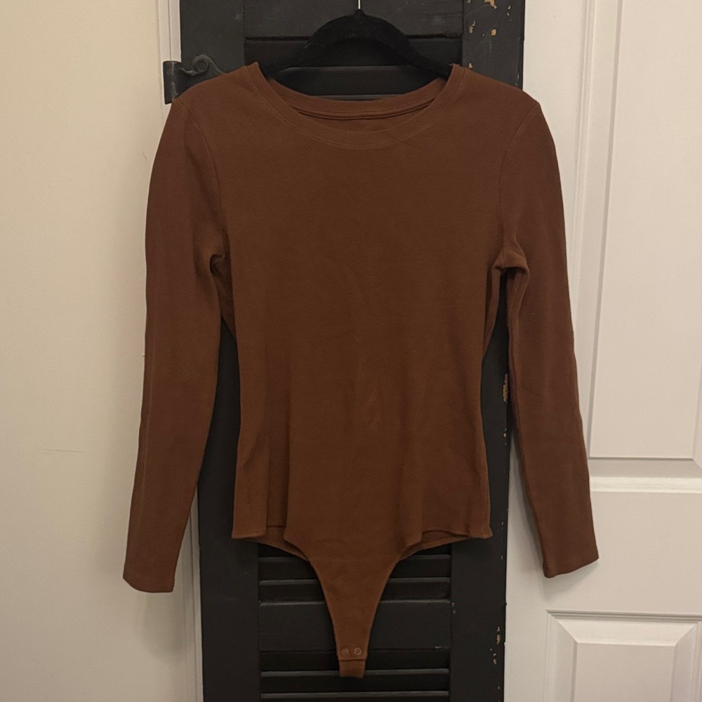NUUDS Brown Long Sleeve Ribbed Bodysuit
